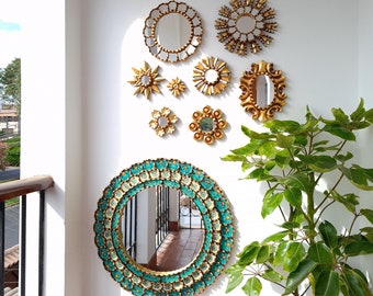 Specchi peruviani "Sensazionale dettaglio turchese "- Decorazione d'interni - Specchio da parete - Decorazione domestica - Specchi decorativi -