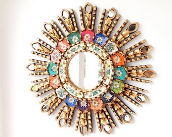 Peruanska speglar "Regnbågsöga 40cm" - Väggspegel - Heminredning - Dekorativa speglar - Peruanskt hantverk