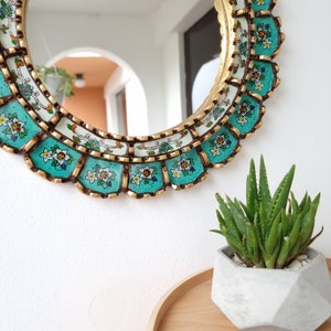 Peruvian Mirrors Armoniosa 30cm Turquoise Wall Mirror Home decoration Decorative mirrors Peruvian Crafts image 9