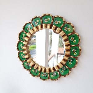 Peruvian Mirrors &quot;Harmonious 30cm Green Leaf&quot; - Interior decoration - Wall mirror - Home decoration - Decorative mirrors