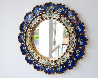 Peruvian Mirrors "Armoniosa 30cm Blue" - Interior decoration - Wall mirror - Home decoration - Decorative mirrors