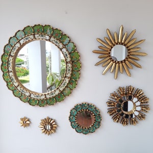 Peruvian Mirrors &quot;Felicidad Verde&quot; - Interior decoration - Wall Mirror - Home decoration- Decorative mirrors - Crafts