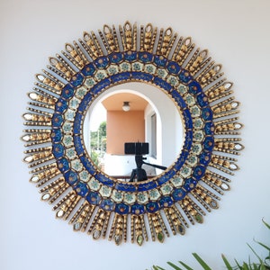 Peruvian Mirrors &quot;78cm Blue Eye&quot; - Interior decoration - Wall Mirror - Home decoration- Decorative mirrors