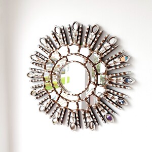 Peruvian Mirrors " Ojo Plata 40cm " - Wall Mirror - Home Decoration- Decorative Mirrors - Peruvian Crafts