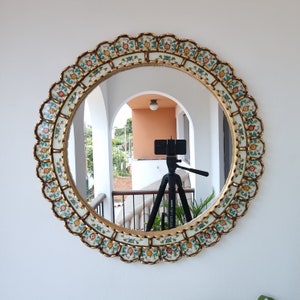 Peruvian Mirrors &quot;NEW Ivory 60CM&quot; - Interior decoration - Wall mirror - Home decoration - Decorative mirrors