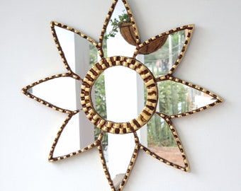 Peruvian Mirrors " Mandala Star Gold " - Wall Mirror - Home Decoration- Decorative Mirrors - Peruvian Crafts