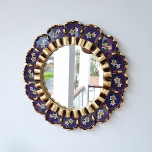 Peruvian Mirrors &quot;Harmonious 30cm Purple &quot;- Interior decoration - Wall Mirror - Home decoration- Decorative mirrors
