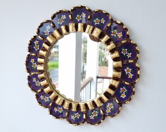 Peruvian Mirrors "Harmonious 30cm Purple "- Interior decoration - Wall Mirror - Home decoration- Decorative mirrors