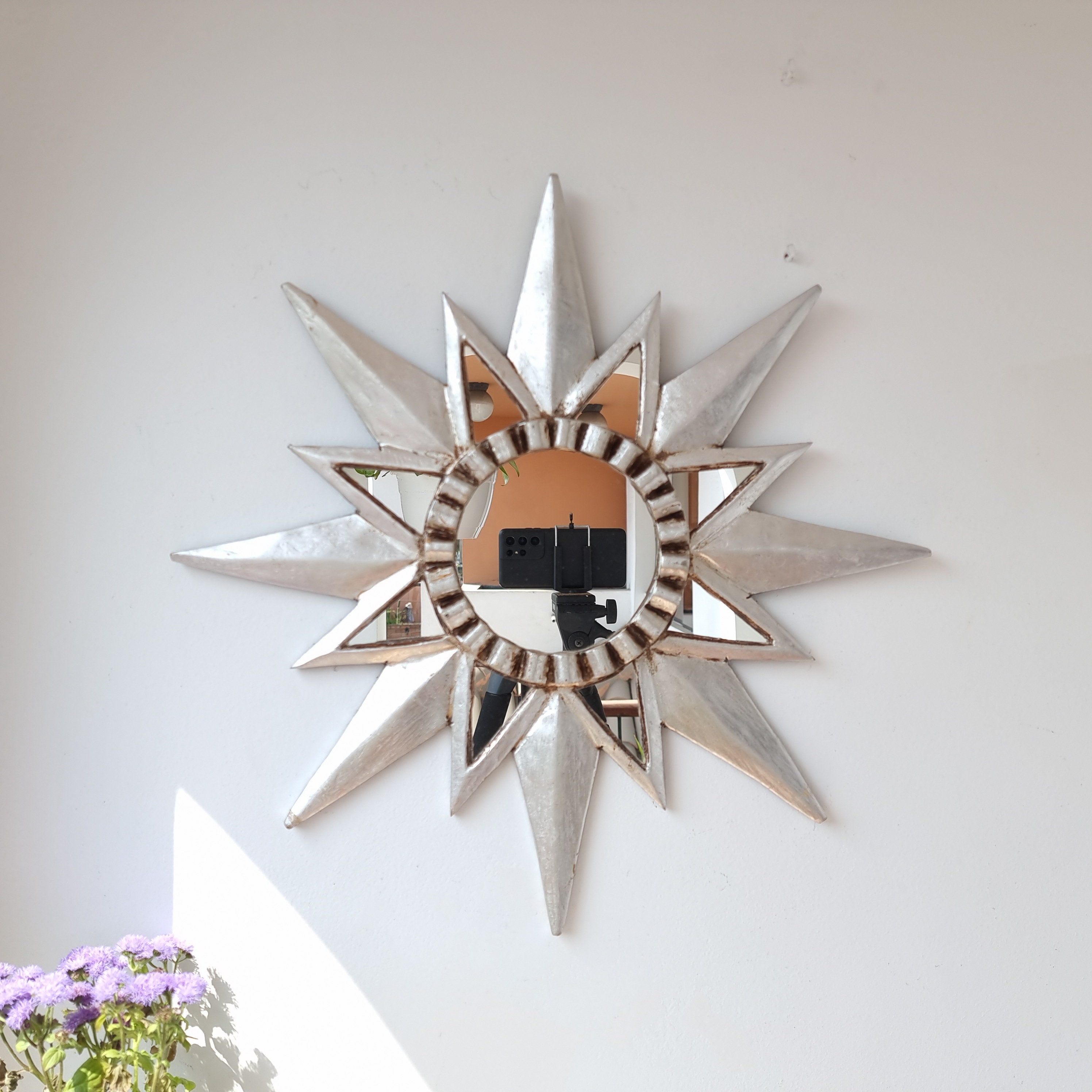 Peruvian Mirrors "Sol Estrella Plata 50cm "- Interior Decoration - Wall Mirror Home Decoration- Decorative Mirrors