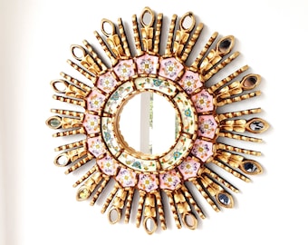 Peruanska speglar "Pink Eye 40cm" - Väggspegel - Heminredning - Dekorativa speglar - Peruanskt hantverk