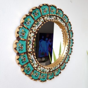 Peruvian Mirrors Armoniosa 30cm Turquoise Wall Mirror Home decoration Decorative mirrors Peruvian Crafts image 4