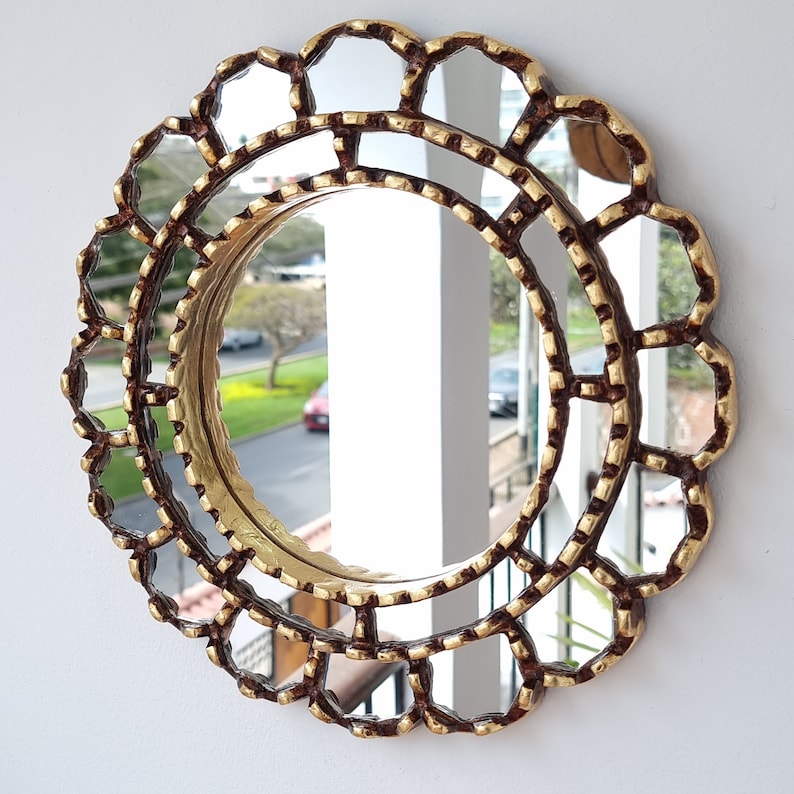 Peruvian Mirrors Armoniosa 30cm Gold Interior decoration Wall mirror Home decoration Decorative mirrors image 3