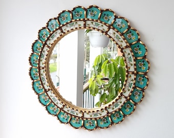 Peruvian Mirrors "Harmonious Turquoise 40cm"- Interior decoration - Wall mirror - Home decoration- Decorative mirrors