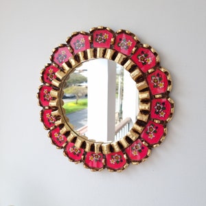 Peruvian Mirrors &quot;Harmonious 30cm Fuchsia&quot; - Interior decoration - Wall Mirror - Home decoration- Decorative mirrors