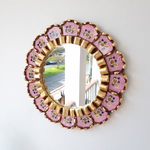 Peruvian Mirrors &quot;Harmonious 30cm Pink&quot; - Interior decoration - Wall mirror - Home decoration - Decorative mirrors