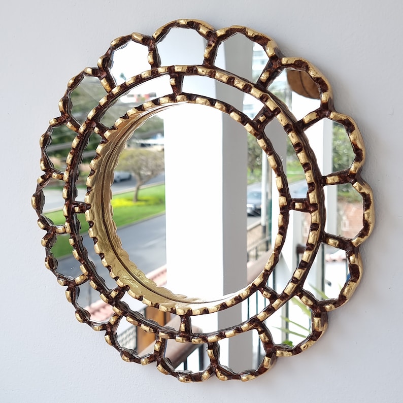 Peruvian Mirrors Armoniosa 30cm Gold Interior decoration Wall mirror Home decoration Decorative mirrors image 2