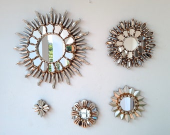 Peruvian Mirrors "Sun Crooked Silver "- Interior decoration - Wall Mirror - Home decoration- Decorative mirrors - Crafts