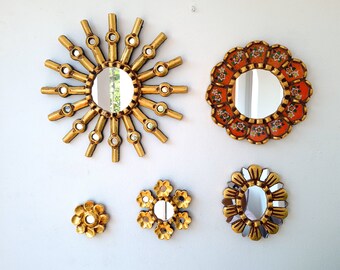 Specchi peruviani "Orange Skull" - Decorazione d'interni - Specchio da parete - Decorazione domestica - Specchi decorativi