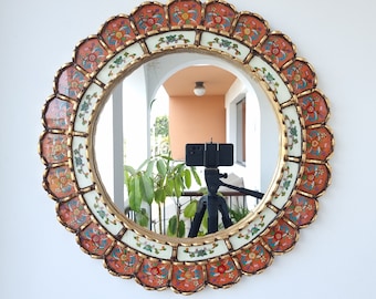 Peruvian Mirrors "Harmonious Orange 50cm" - Interior decoration - Wall Mirror - Home decoration- Decorative mirrors - Handicrafts