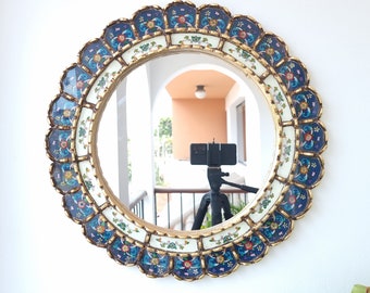 Peruvian Mirrors “Armoniosa 50cm Dark Blue” - Interior decoration - Wall mirror - Home decoration - Decorative mirrors