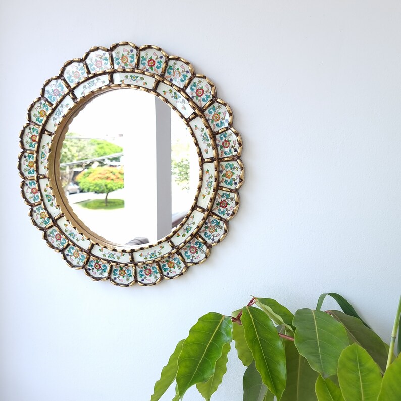Peruvian Mirrors Harmonious Ivory 50cm Interior decoration Wall mirror Home decoration Decorative mirrors Handicrafts image 6