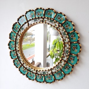 Peruvian Mirrors Armoniosa 30cm Turquoise Wall Mirror Home decoration Decorative mirrors Peruvian Crafts image 2