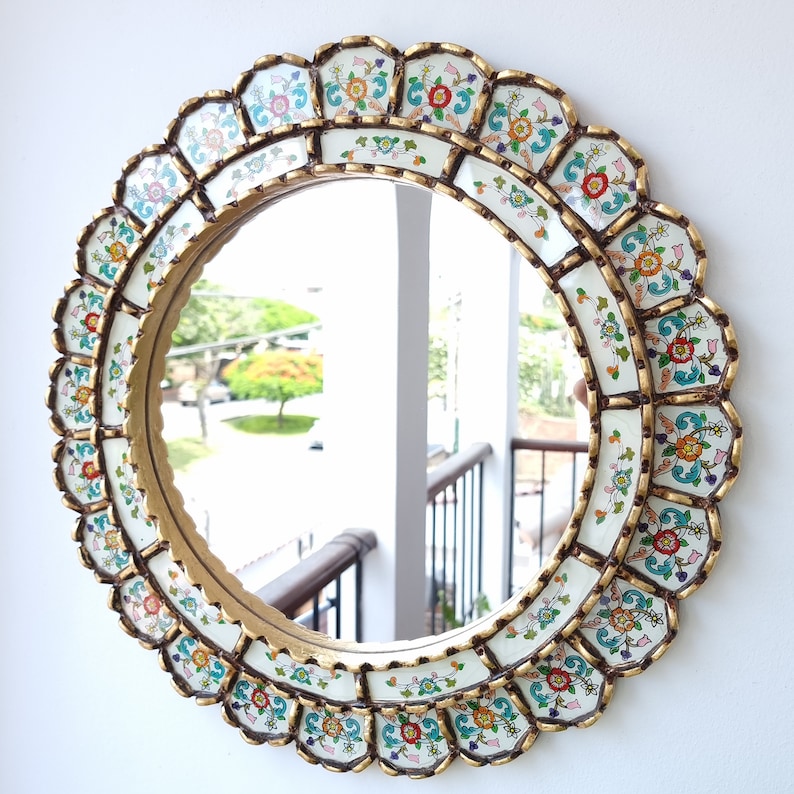 Peruvian Mirrors Harmonious Ivory 50cm Interior decoration Wall mirror Home decoration Decorative mirrors Handicrafts image 3