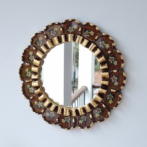 Peruvian Mirrors &quot;Harmonious 30cm Walnut &quot;- Interior Decoration - Wall Mirror - Home Decoration- Decorative Mirrors