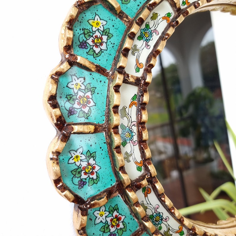Peruvian Mirrors Armoniosa 30cm Turquoise Wall Mirror Home decoration Decorative mirrors Peruvian Crafts image 5