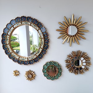 Peruvian Mirrors &quot;Dark Blue Happiness&quot;- Interior decoration - Wall Mirror - Home decoration- Decorative mirrors - Crafts