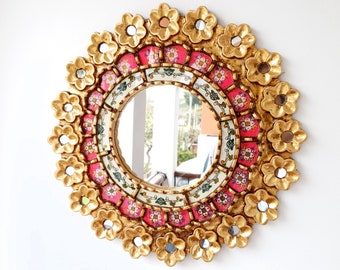 Peruvian Mirrors " Rosa Fuchsia 40cm " - Wall Mirror - Home Decoration- Decorative Mirrors - Peruvian Crafts