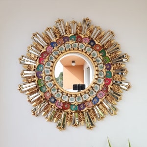 Peruvian Mirrors &quot;Royalty 78 cm Rainbow&quot; - Interior decoration - Wall mirror - Home decoration - Mirrors