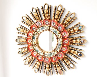 Peruanska speglar "Red Eye 40cm" - Väggspegel - Heminredning - Dekorativa speglar - Peruanskt hantverk