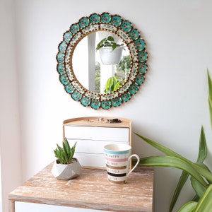 Peruvian Mirrors Harmonious Turquoise 40cm Interior decoration Wall mirror Home decoration Decorative mirrors image 7