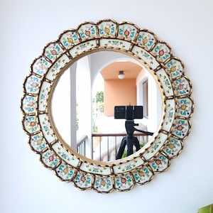 Peruvian Mirrors "Harmonious Ivory 50cm" - Interior decoration - Wall mirror - Home decoration - Decorative mirrors - Crafts