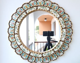 Peruvian Mirrors "Harmonious Ivory 50cm"- Interior decoration - Wall mirror - Home decoration- Decorative mirrors - Handicrafts