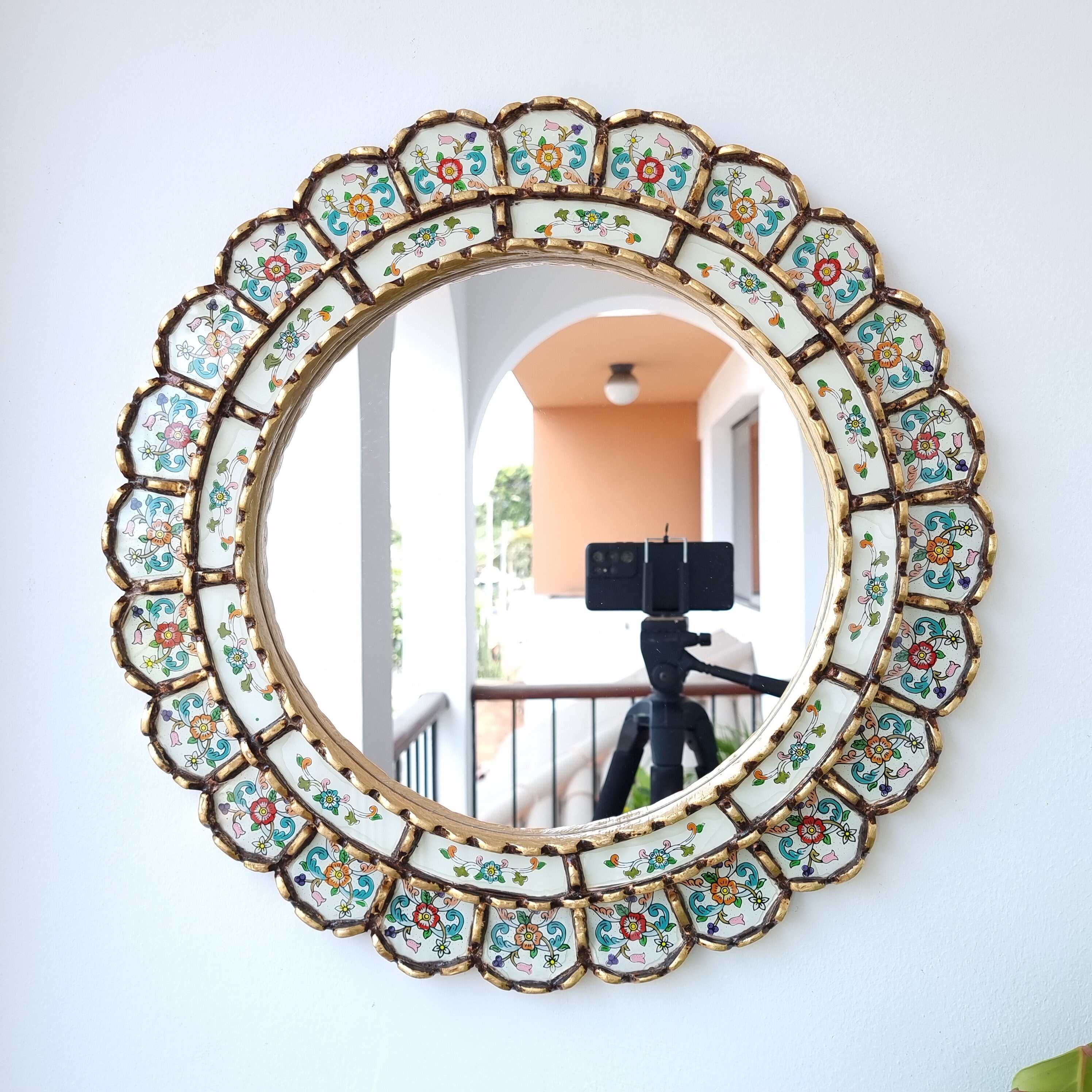 Peruvian Mirrors "Harmonious Ivory 50cm" - Interior decoration - Wall mirror - Home decoration - Decorative mirrors - Crafts