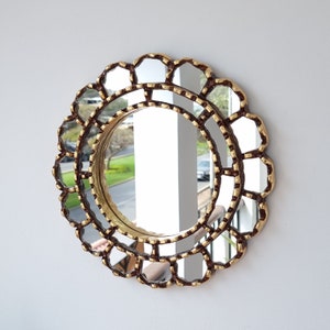 Peruvian Mirrors &quot;Harmonious 30cm Gold&quot; - Interior decoration - Wall mirror - Home decoration - Decorative mirrors