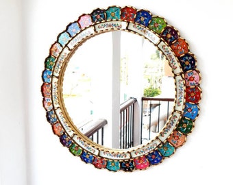 Peruvian Mirrors " NEW Multicol 60CM "- Interior Decoration - Wall Mirror - Home Decoration - Decorative Mirrors