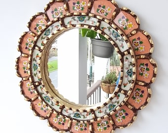 Peruvian Mirrors "Armoniosa 30cm Melon" - Interior decoration - Wall mirror - Home decoration - Decorative mirrors