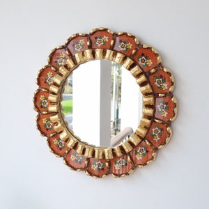 Peruvian Mirrors &quot;Harmonious 30cm Orange&quot; - Interior decoration - Wall mirror - Home decoration - Decorative mirrors