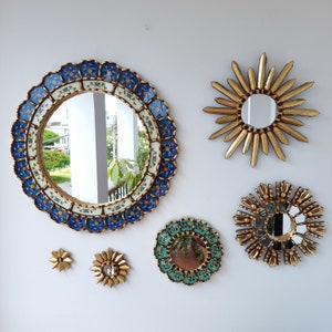 Peruvian Mirrors &quot;Felicidad Azul &quot;- Interior decoration - Wall Mirror - Home decoration- Decorative mirrors - Crafts