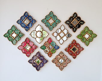 Specchi peruviani "Quadrato a nido d'ape 20 cm" - Decorazione d'interni - Specchio da parete - Decorazione per la casa - Specchi decorativi - Artigianato