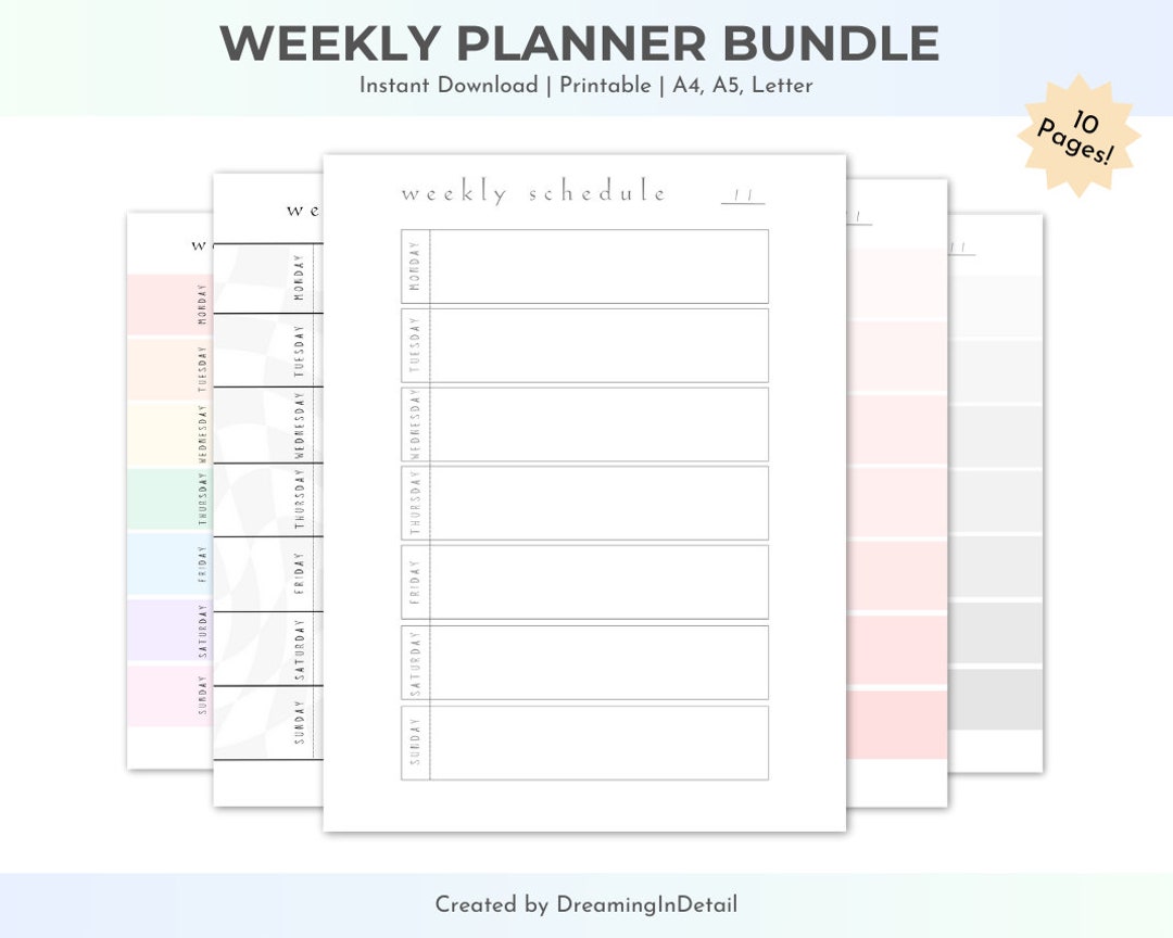 Weekly Planner Bundle Digital Download - Etsy