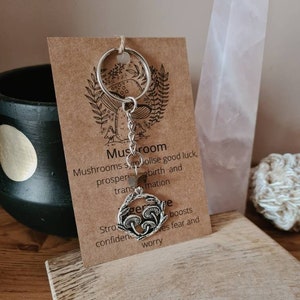 Tigers Eye Mushroom Keyring, Keyrings For Witches, Mushroom Mothers Day Gifts