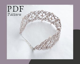 Tatting necklace pattern PDF, Frivolite lace digital diagram