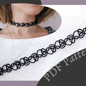 Tatting pattern, Lace choker and bracelet digital tutorial frivolite