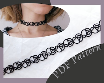 Modello chiacchierino, girocollo in pizzo e bracciale tutorial digitale frivolite