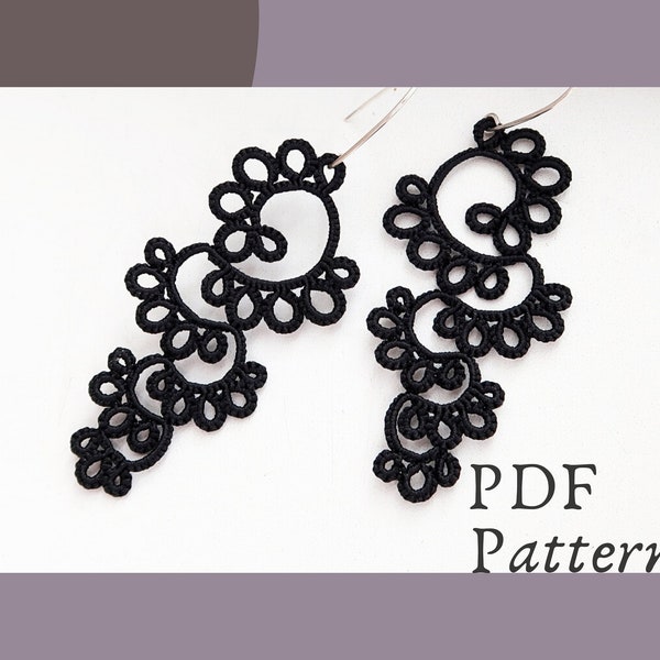 Tatted Ohrringe muster, Frivolite digital download pdf, Tatting schmuck lace chart