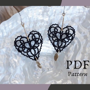 Tatting heart pattern, Frivolite lace earrings tutorial, Digital diagram